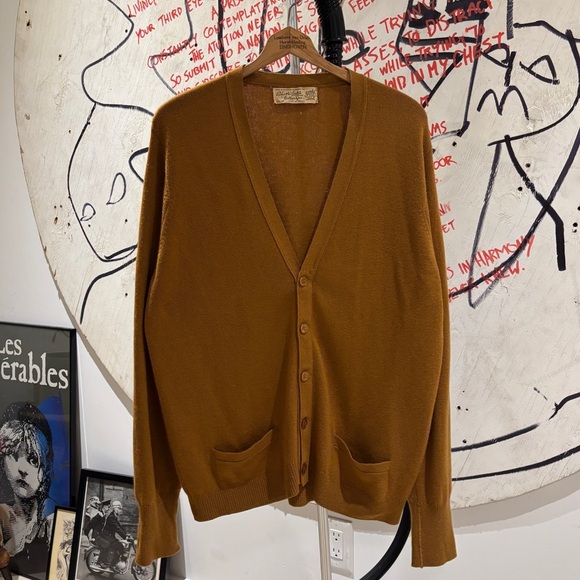 1960'S ROBERT W GATES BY BALLANTYNE 100% PURE CASHMERE CARDIGAN XL MADE SCOTLAND - Picture 1 of 4